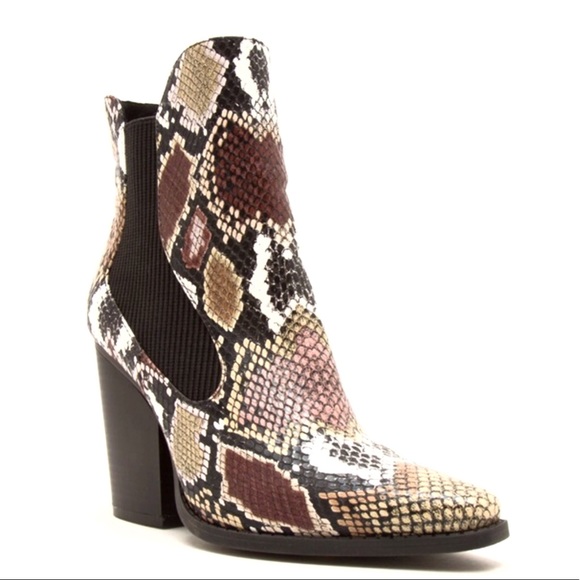 Qupid Multi Color Python Snake Ankle Bootie - Picture 4 of 8